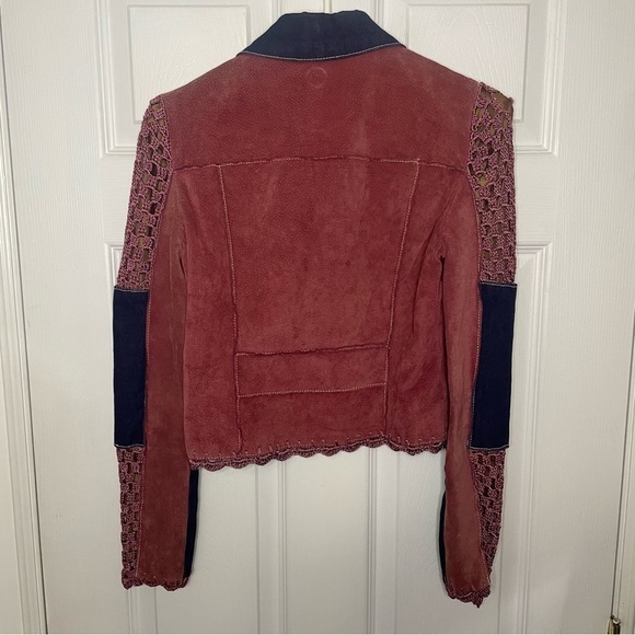 Wilson’s Leather Vintage Cowgirl Pink & Purple Suede Leather & Crochet Jacket S - Picture 5 of 9